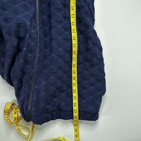 Anthropologie Amadi Jacket Womens 2X Blue Zip Puff Sleeve Texture Bomber Blouson - Picture 6 of 8